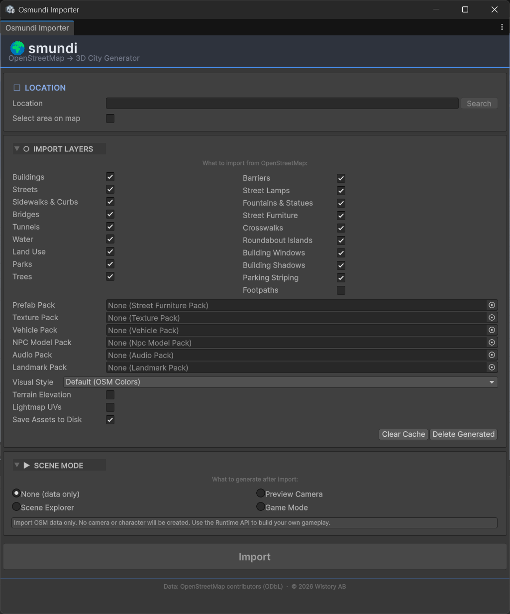 Osmundi Importer — initial view